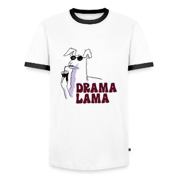 Drama Lama - Männer Kontrast-T-Shirt - Weiß/Schwarz - Vorne - AI Model Female 172 light (172cm) & AI Model Male 178 dark (178cm)