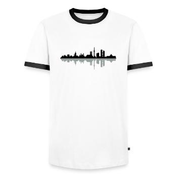 Skyline München - Männer Kontrast-T-Shirt - Weiß/Schwarz - Vorne - AI Model Female 172 light (172cm) & AI Model Male 178 dark (178cm)