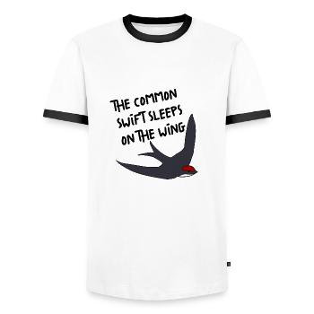 Drôle d'oiseau rapide fait dire cadeau - T-shirt contrasté Homme - blanc/noir - Devant - AI Model Female 172 light (172cm) & AI Model Male 178 dark (178cm)