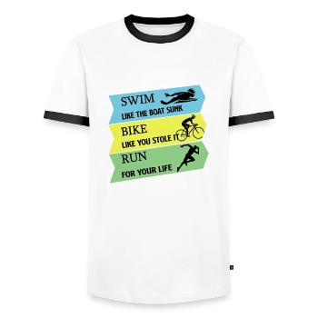 Triathlon - Men's Ringer Shirt - white/black - Front - AI Model Female 172 light (172cm) & AI Model Male 178 dark (178cm)