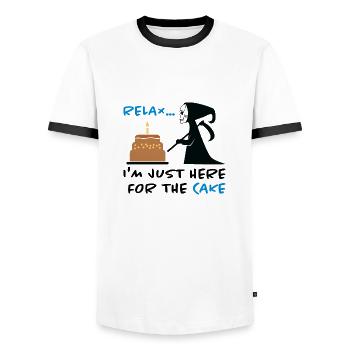 Funny design for a birthday! The death gift - Men's Ringer Shirt - white/black - Front - AI Model Female 172 light (172cm) & AI Model Male 178 dark (178cm)