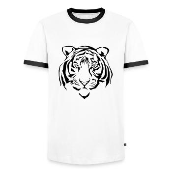 tigre - T-shirt contrasté Homme - blanc/noir - Devant - AI Model Female 172 light (172cm) & AI Model Male 178 dark (178cm)
