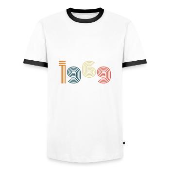 1969 Vintage Style Gesburtstag Geschenk - Männer Kontrast-T-Shirt - Weiß/Schwarz - Vorne - AI Model Female 172 light (172cm) & AI Model Male 178 dark (178cm)