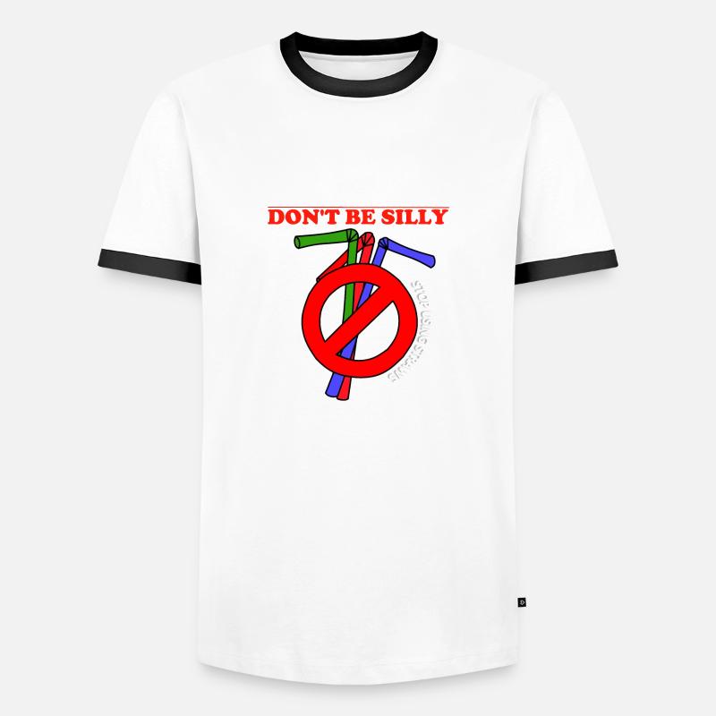 Stop using plastic straws - Men's Ringer Shirt - white/black