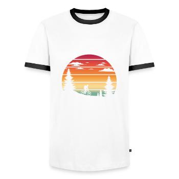Bicycle cycling hiking trip gift - Men's Ringer Shirt - white/black - Front - AI Model Female 172 light (172cm) & AI Model Male 178 dark (178cm)