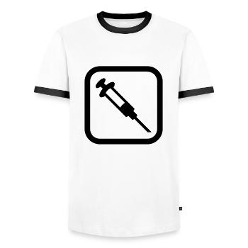 Spritze Logo - Männer Kontrast-T-Shirt - Weiß/Schwarz - Vorne - AI Model Female 172 light (172cm) & AI Model Male 178 dark (178cm)