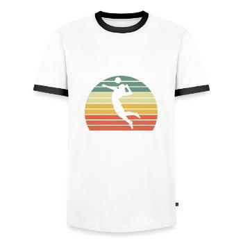 Volleyball jump spike silhouette gift - Men's Ringer Shirt - white/black - Front - AI Model Female 172 light (172cm) & AI Model Male 178 dark (178cm)