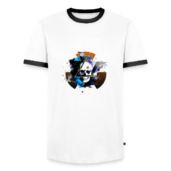 Schädelexpolationsatom - Männer Kontrast-T-Shirt - Weiß/Schwarz - Vorne - AI Model Female 172 light (172cm) & AI Model Male 178 dark (178cm)