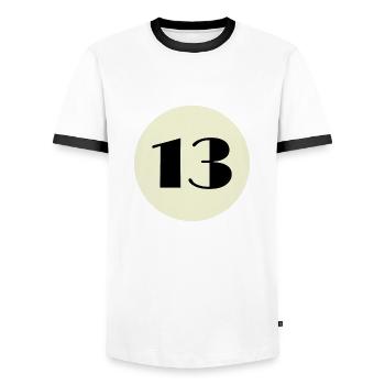 Cadeau de billard numéro 13 - T-shirt contrasté Homme - blanc/noir - Devant - AI Model Female 172 light (172cm) & AI Model Male 178 dark (178cm)