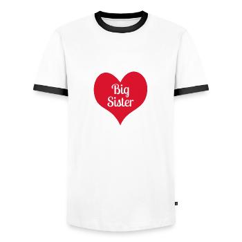 grande soeur - T-shirt contrasté Homme - blanc/noir - Devant - AI Model Female 172 light (172cm) & AI Model Male 178 dark (178cm)