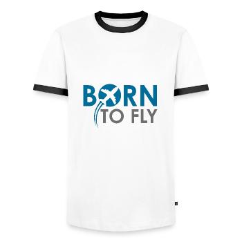 Born to fly! Born to FLY - Men's Ringer Shirt - white/black - Front - AI Model Female 172 light (172cm) & AI Model Male 178 dark (178cm)