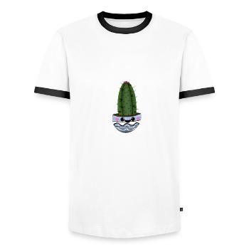 MIGNON PINCUSHION CACTUS POT - T-shirt contrasté Homme - blanc/noir - Devant - AI Model Female 172 light (172cm) & AI Model Male 178 dark (178cm)