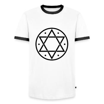 Salomos Siegel, Israel Stern, Davidstern Hexagramm - Männer Kontrast-T-Shirt - Weiß/Schwarz - Vorne - AI Model Female 172 light (172cm) & AI Model Male 178 dark (178cm)