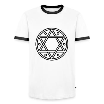 Israel Stern Davidstern Hexagramm Judentum Symbol - Männer Kontrast-T-Shirt - Weiß/Schwarz - Vorne - AI Model Female 172 light (172cm) & AI Model Male 178 dark (178cm)