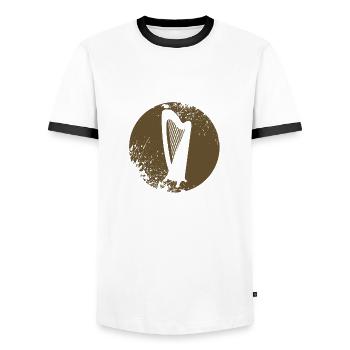 harfe - Männer Kontrast-T-Shirt - Weiß/Schwarz - Vorne - AI Model Female 172 light (172cm) & AI Model Male 178 dark (178cm)