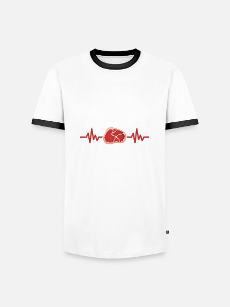 Fleisch Grillsaison Pulse Herzschlag Geschenk - Männer Kontrast-T-Shirt - Weiß/Schwarz