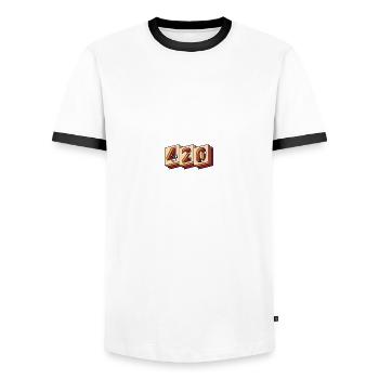 420 Retro Logo - Männer Kontrast-T-Shirt - Weiß/Schwarz - Vorne - AI Model Female 172 light (172cm) & AI Model Male 178 dark (178cm)