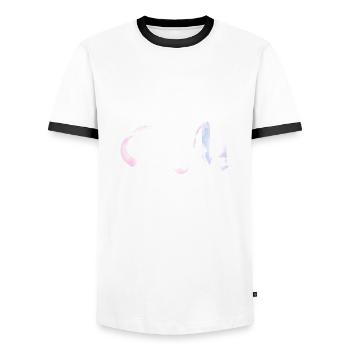 OM Yoga Gift - Men's Ringer Shirt - white/black - Front - AI Model Female 172 light (172cm) & AI Model Male 178 dark (178cm)