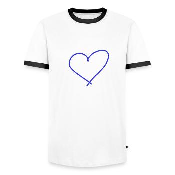 Blaues Herz Geschenkidee Geschenk Idee - Männer Kontrast-T-Shirt - Weiß/Schwarz - Vorne - AI Model Female 172 light (172cm) & AI Model Male 178 dark (178cm)