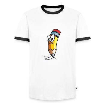 Süßer Bleistift - Männer Kontrast-T-Shirt - Weiß/Schwarz - Vorne - AI Model Female 172 light (172cm) & AI Model Male 178 dark (178cm)