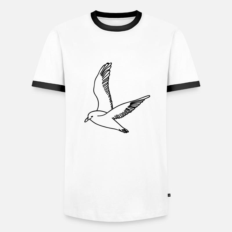 Möwe - Männer Kontrast-T-Shirt - Weiß/Schwarz