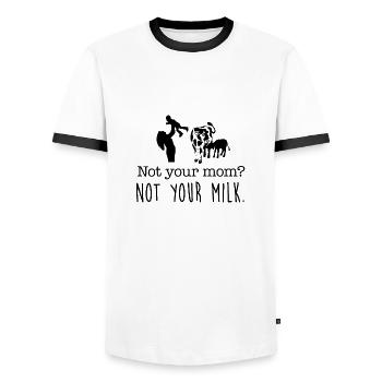 Pas ta mère, pas ton lait. - T-shirt contrasté Homme - blanc/noir - Devant - AI Model Female 172 light (172cm) & AI Model Male 178 dark (178cm)