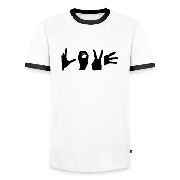 love finger symbol - Männer Kontrast-T-Shirt - Weiß/Schwarz - Vorne - AI Model Female 172 light (172cm) & AI Model Male 178 dark (178cm)