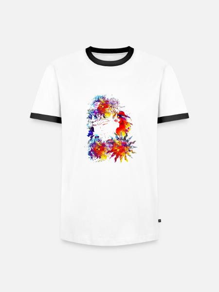 Bunter Mund - Männer Kontrast-T-Shirt - Weiß/Schwarz