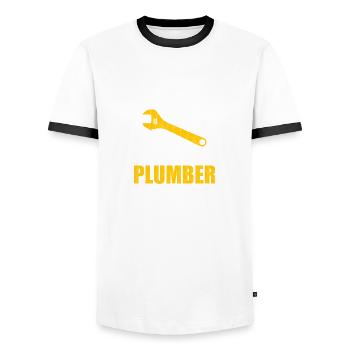 World's best plumber - Men's Ringer Shirt - white/black - Front - AI Model Female 172 light (172cm) & AI Model Male 178 dark (178cm)