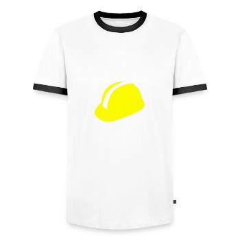 Schutzhelm - Männer Kontrast-T-Shirt - Weiß/Schwarz - Vorne - AI Model Female 172 light (172cm) & AI Model Male 178 dark (178cm)