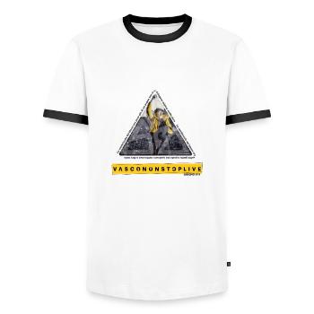 VASCO TRIANGLE - Men's Ringer Shirt - white/black - Front - AI Model Female 172 light (172cm) & AI Model Male 178 dark (178cm)