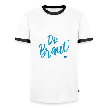 Die Braut - Men's Ringer Shirt - white/black - Front - AI Model Female 172 light (172cm) & AI Model Male 178 dark (178cm)
