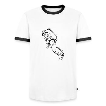 astronaut - Men's Ringer Shirt - white/black - Front - AI Model Female 172 light (172cm) & AI Model Male 178 dark (178cm)