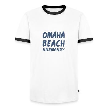 Omaha Beach Strandabschnitt D-Day Invasion - Men's Ringer Shirt - white/black - Front - AI Model Female 172 light (172cm) & AI Model Male 178 dark (178cm)