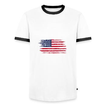 USA Fahne Malibu Urlaub Sommer Geschenk - T-shirt contrasté Homme - blanc/noir - Devant - AI Model Female 172 light (172cm) & AI Model Male 178 dark (178cm)