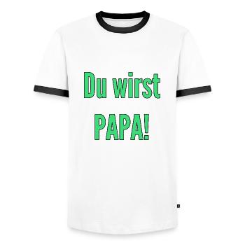 Du wirst Papa! - Männer Kontrast-T-Shirt - Weiß/Schwarz - Vorne - AI Model Female 172 light (172cm) & AI Model Male 178 dark (178cm)