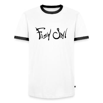 fish on - Men's Ringer Shirt - white/black - Front - AI Model Female 172 light (172cm) & AI Model Male 178 dark (178cm)