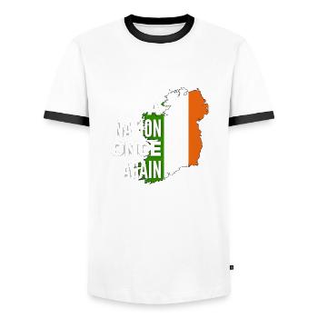 Ireland - Men's Ringer Shirt - white/black - Front - AI Model Female 172 light (172cm) & AI Model Male 178 dark (178cm)
