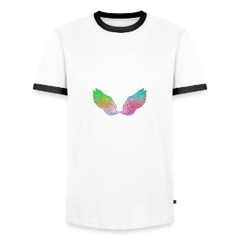 wing - Men's Ringer Shirt - white/black - Front - AI Model Female 172 light (172cm) & AI Model Male 178 dark (178cm)