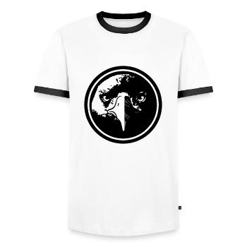 Bouton tête d'aigle aigle - T-shirt contrasté Homme - blanc/noir - Devant - AI Model Female 172 light (172cm) & AI Model Male 178 dark (178cm)