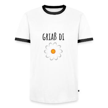 Griaß Di T Shirt - Allgäuer Design - Männer Kontrast-T-Shirt - Weiß/Schwarz - Vorne - AI Model Female 172 light (172cm) & AI Model Male 178 dark (178cm)