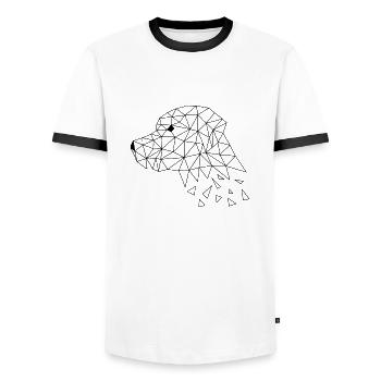 Labrador (dog) - Men's Ringer Shirt - white/black - Front - AI Model Female 172 light (172cm) & AI Model Male 178 dark (178cm)