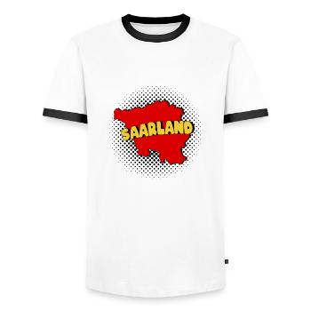 Saarland Saar Saarbrücken Homburg Saarlouis Merzig - Männer Kontrast-T-Shirt - Weiß/Schwarz - Vorne - AI Model Female 172 light (172cm) & AI Model Male 178 dark (178cm)