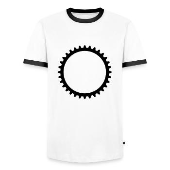 mechanical gear mechanical round serrated clockwork - Men's Ringer Shirt - white/black - Front - AI Model Female 172 light (172cm) & AI Model Male 178 dark (178cm)