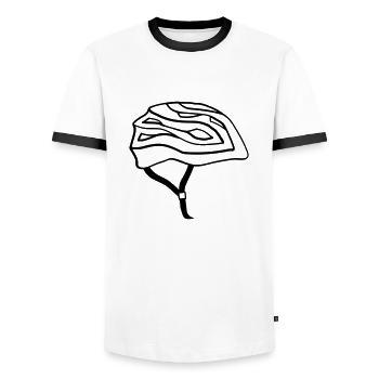 logo casque de vélo pilote de conduite - T-shirt contrasté Homme - blanc/noir - Devant - AI Model Female 172 light (172cm) & AI Model Male 178 dark (178cm)