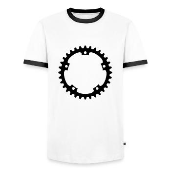 bicycle mechanical gear mechanical round serrated - Men's Ringer Shirt - white/black - Front - AI Model Female 172 light (172cm) & AI Model Male 178 dark (178cm)