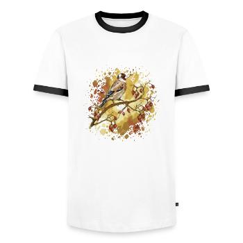 Goldfinch bird - Men's Ringer Shirt - white/black - Front - AI Model Female 172 light (172cm) & AI Model Male 178 dark (178cm)