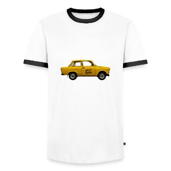blockedName - Men's Ringer Shirt - white/black - Front - AI Model Female 172 light (172cm) & AI Model Male 178 dark (178cm)