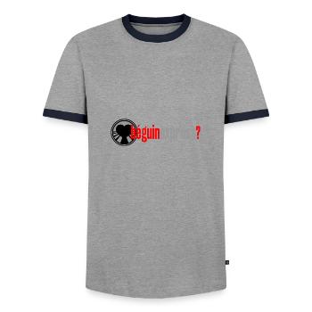 BEGUIN EXPRESS? - Word Games - Francois Ville - Men's Ringer Shirt - grey/navy  - Front - AI Model Female 172 light (172cm) & AI Model Male 178 light (178cm)