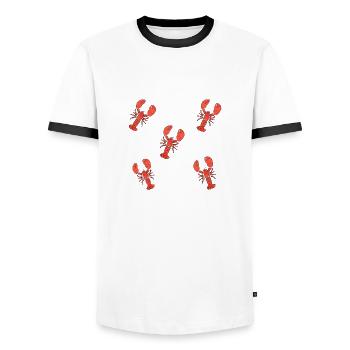 Lobster pattern - Men's Ringer Shirt - white/black - Front - AI Model Female 172 light (172cm) & AI Model Male 178 dark (178cm)